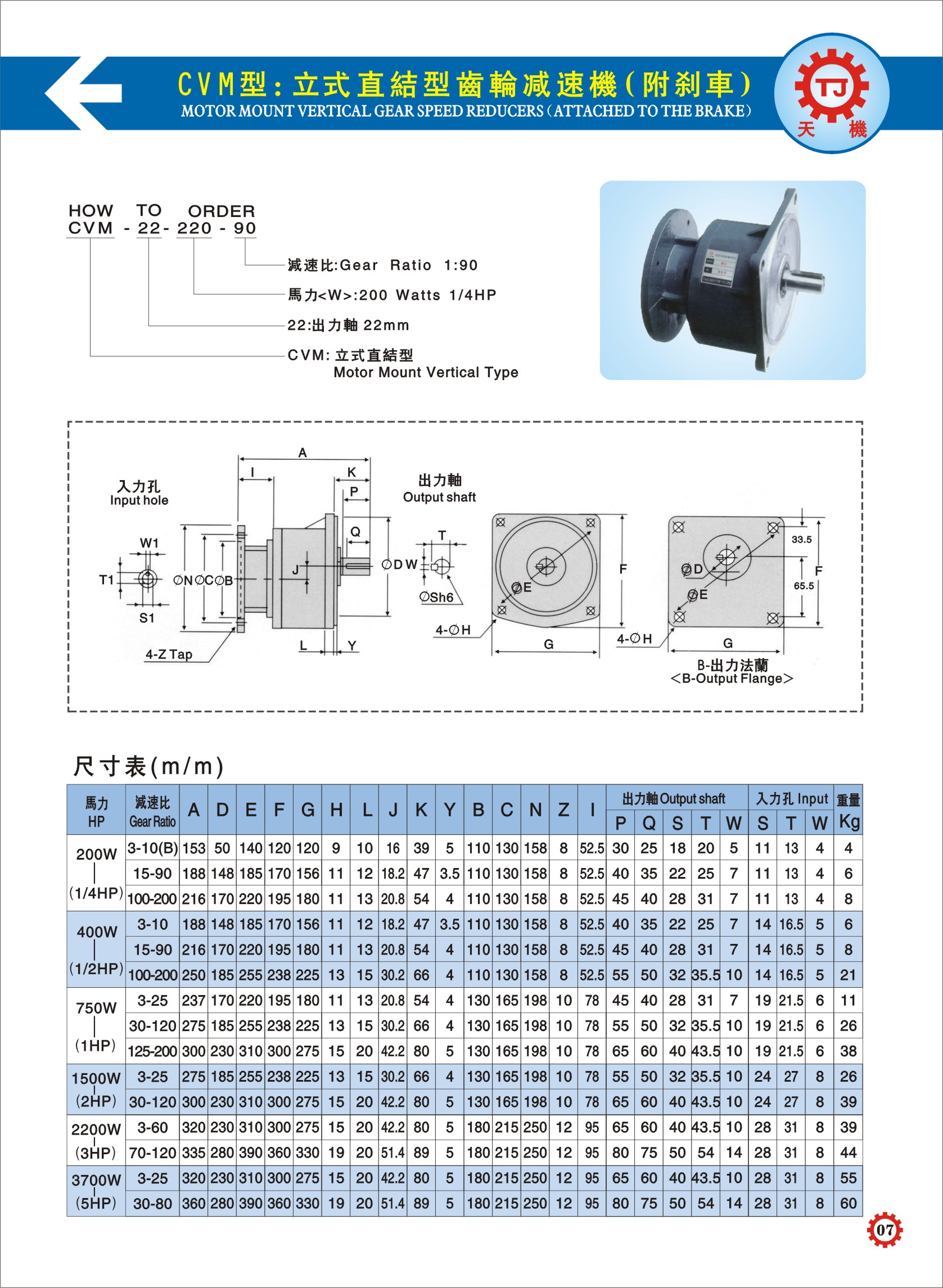 齒輪減速機(jī)參數(shù)圖